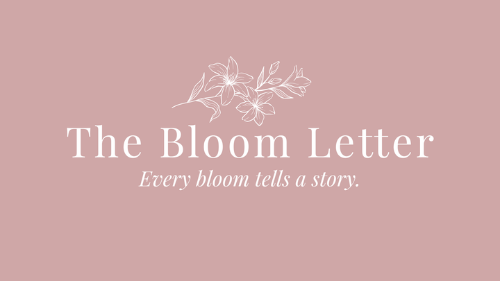 The Bloom Letter hero graphic with Grace & Blooms line art logo and tagline ‘Every bloom tells a story.'